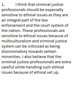 Criminal Justice ethics DQ